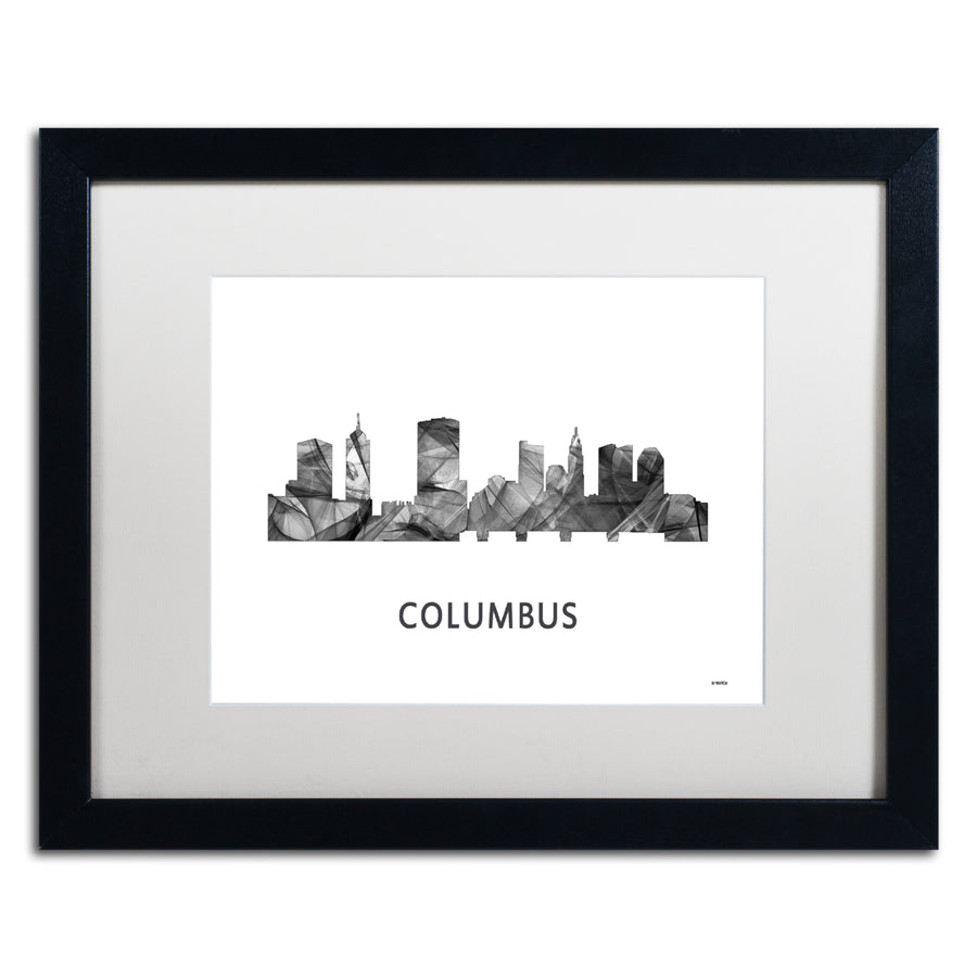 Marlene Watson Columbus Ohio Skyline WB-BW Black Wooden Framed Art 18 x 22 Inches Image 1