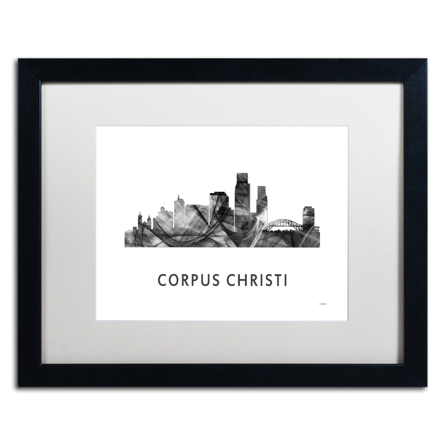 Marlene Watson Corpus Christi Texas Skyline WB-BW Black Wooden Framed Art 18 x 22 Inches Image 1