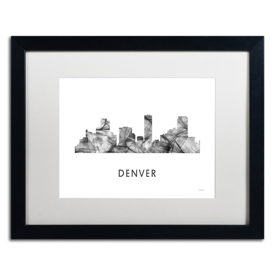 Marlene Watson Denver Colorado Skyline WB-BW Black Wooden Framed Art 18 x 22 Inches Image 1