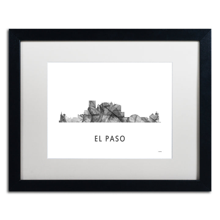 Marlene Watson El Paso Texas Skyline WB-BW Black Wooden Framed Art 18 x 22 Inches Image 1