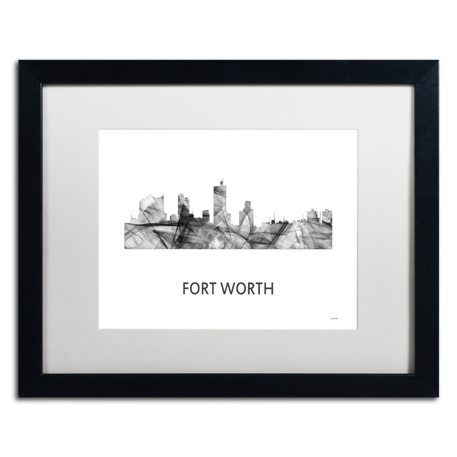 Marlene Watson Fort Worth Texas Skyline WB-BW Black Wooden Framed Art 18 x 22 Inches Image 1