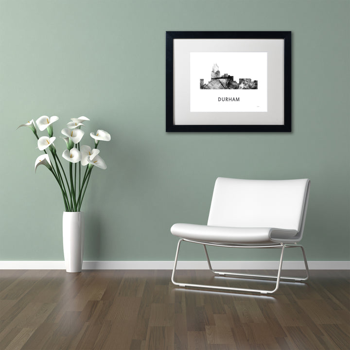 Marlene Watson Durham NC Skyline WB-BW Black Wooden Framed Art 18 x 22 Inches Image 2