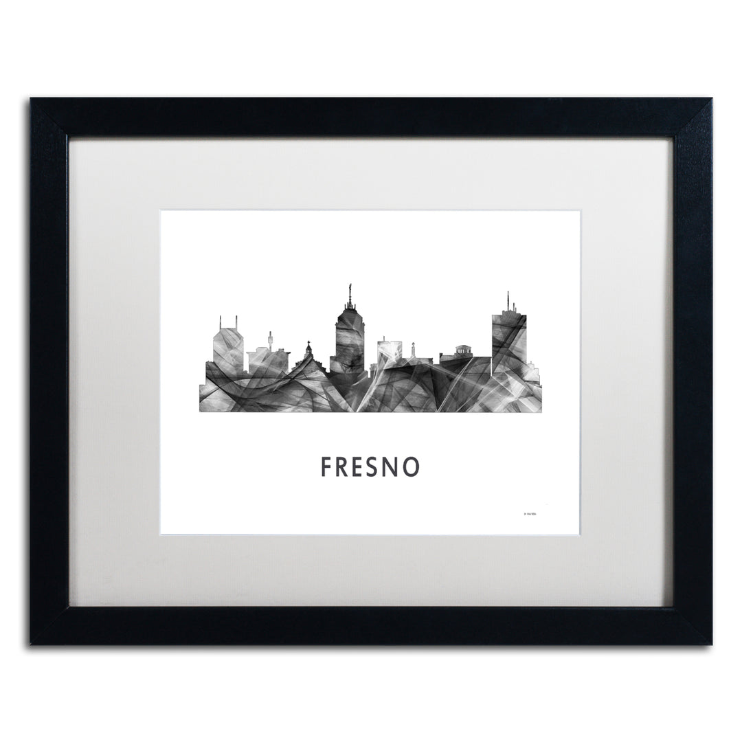 Marlene Watson Fresno California Skyline WB-BW Black Wooden Framed Art 18 x 22 Inches Image 1