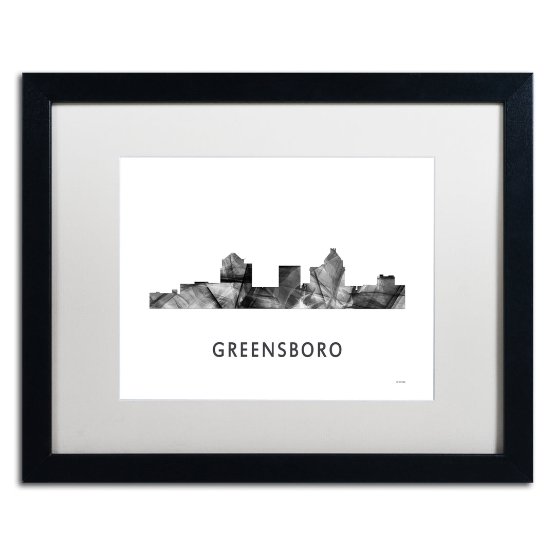 Marlene Watson Greensboro NC Skyline WB-BW Black Wooden Framed Art 18 x 22 Inches Image 1