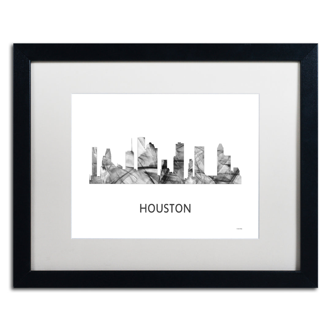 Marlene Watson Houston Texas Skyline WB-BW Black Wooden Framed Art 18 x 22 Inches Image 1