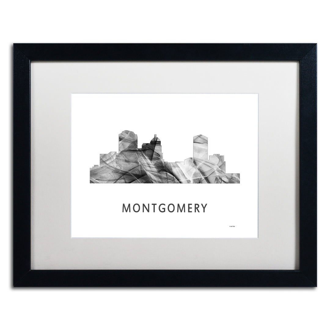 Marlene Watson Montgomery Alabama Skyline WB-BW Black Wooden Framed Art 18 x 22 Inches Image 1