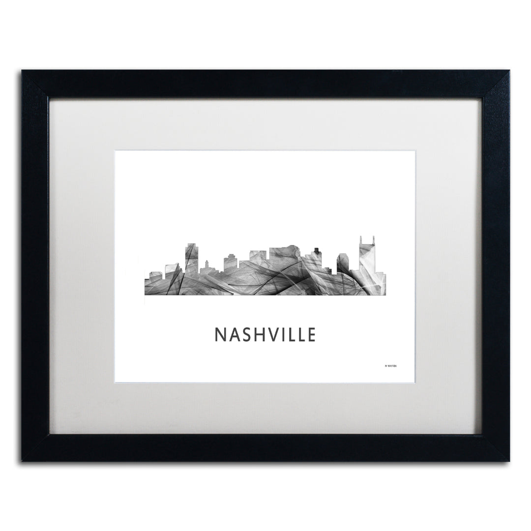 Marlene Watson Nashville Tennessee Skyline WB-BW Black Wooden Framed Art 18 x 22 Inches Image 1
