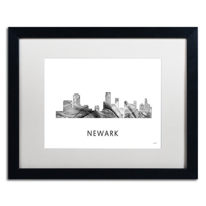 Marlene Watson Newark  Jersey Skyline WB-BW Black Wooden Framed Art 18 x 22 Inches Image 1