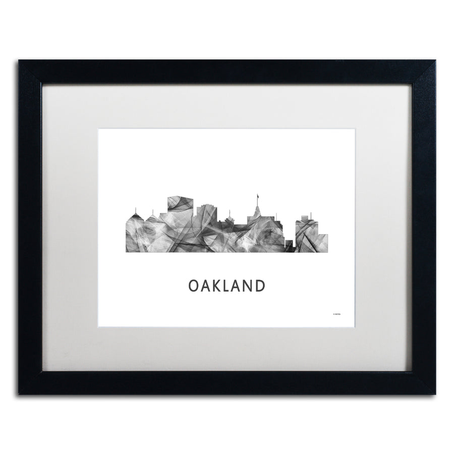 Marlene Watson Oakland California Skyline WB-BW Black Wooden Framed Art 18 x 22 Inches Image 1
