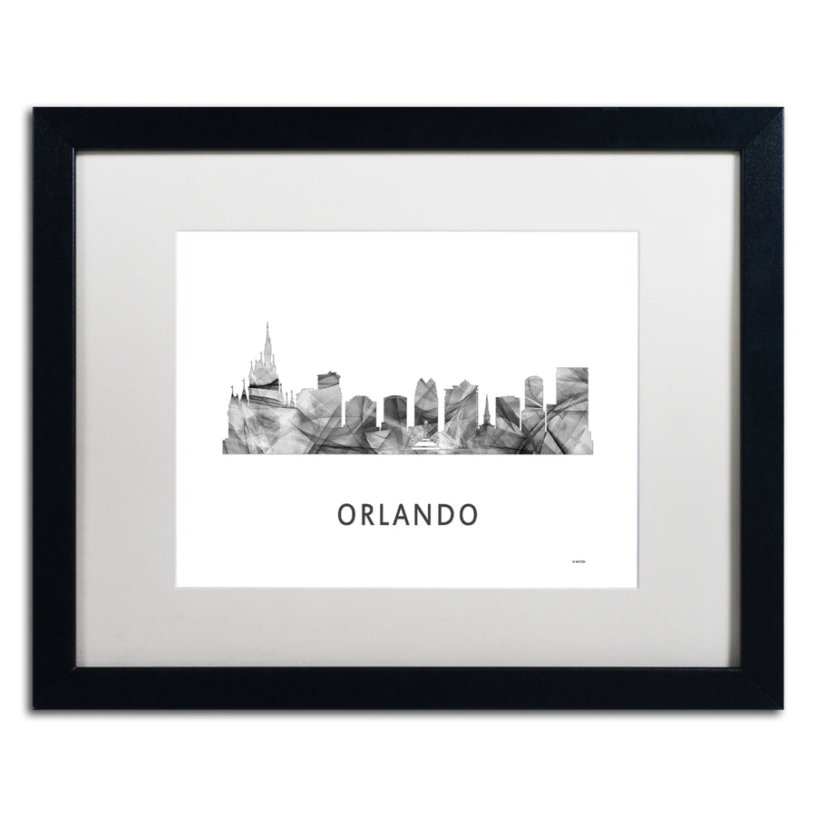 Marlene Watson Orlando Florida Skyline WB-BW Black Wooden Framed Art 18 x 22 Inches Image 1
