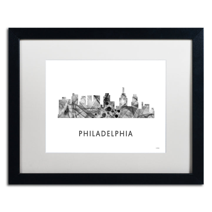 Marlene Watson Philadelphia Skyline WB-BW Black Wooden Framed Art 18 x 22 Inches Image 1