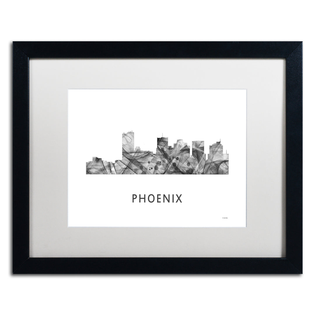 Marlene Watson Phoenix Arizona Skyline WB-BW Black Wooden Framed Art 18 x 22 Inches Image 1