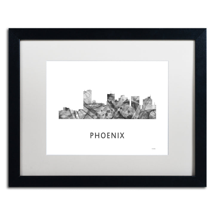 Marlene Watson Phoenix Arizona Skyline WB-BW Black Wooden Framed Art 18 x 22 Inches Image 1