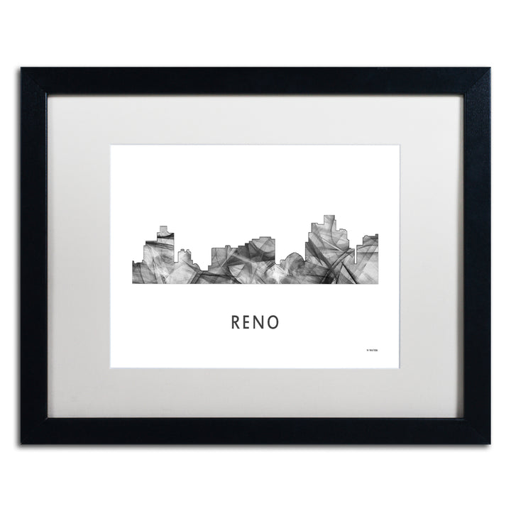 Marlene Watson Reno Nevada Skyline WB-BW Black Wooden Framed Art 18 x 22 Inches Image 1