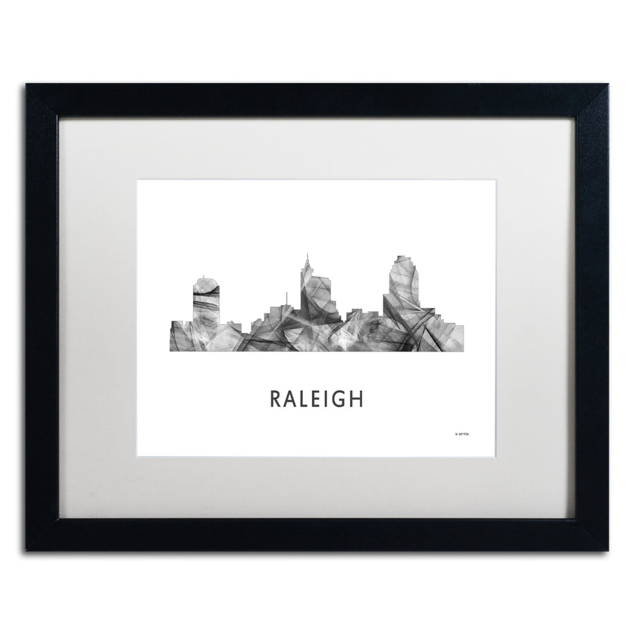 Marlene Watson Raleigh NC Skyline WB-BW Black Wooden Framed Art 18 x 22 Inches Image 1