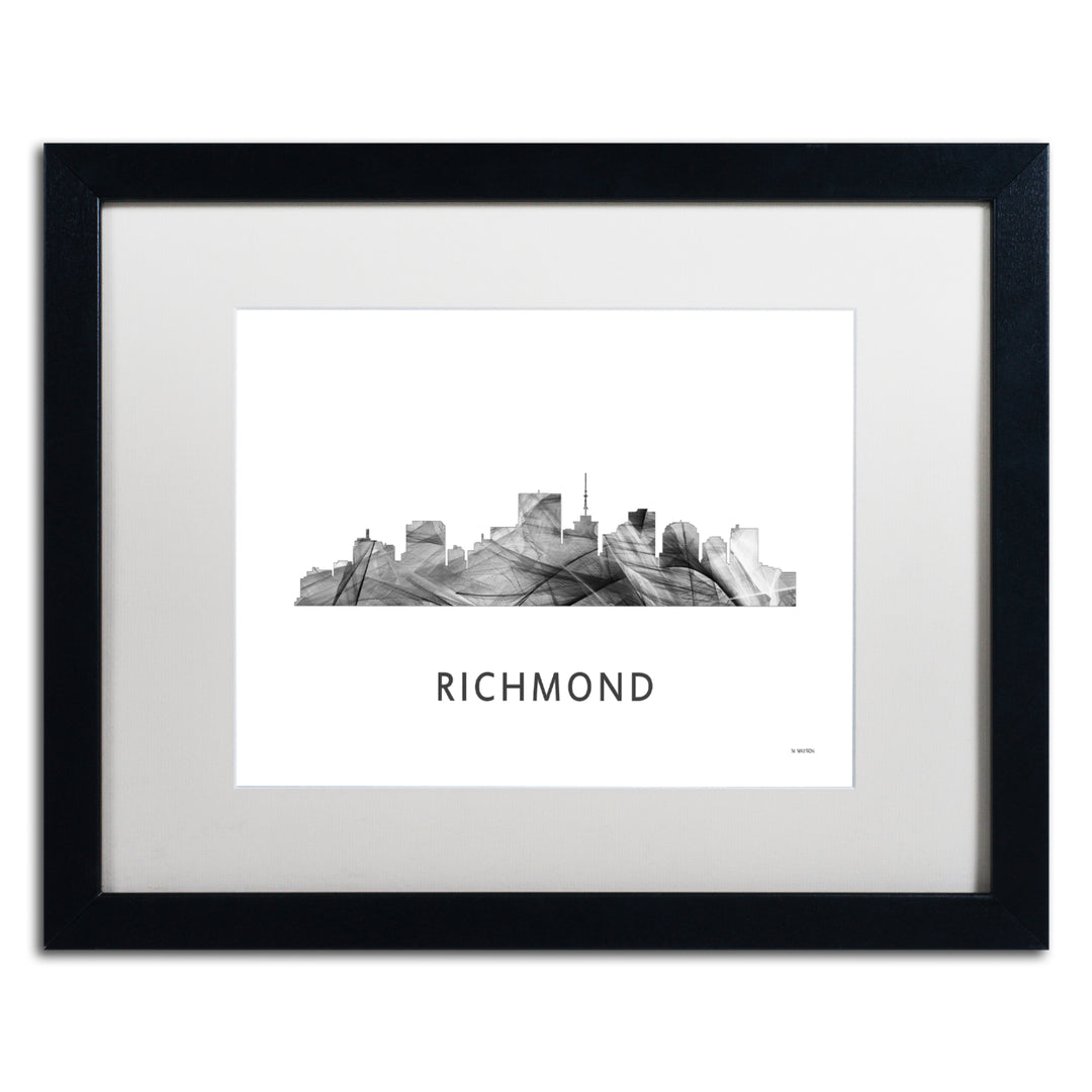 Marlene Watson Richmond Virginia Skyline WB-BW Black Wooden Framed Art 18 x 22 Inches Image 1
