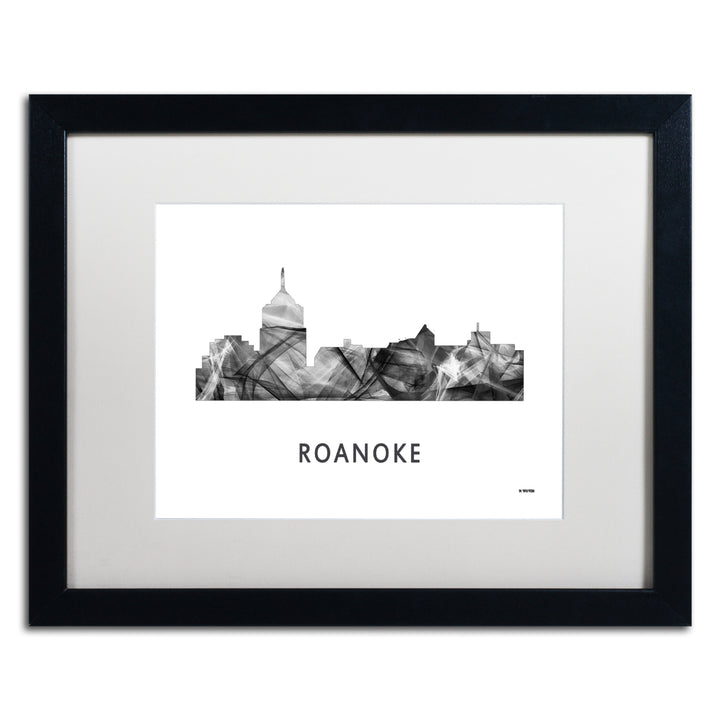Marlene Watson Roanoke Virginia Skyline WB-BW Black Wooden Framed Art 18 x 22 Inches Image 1