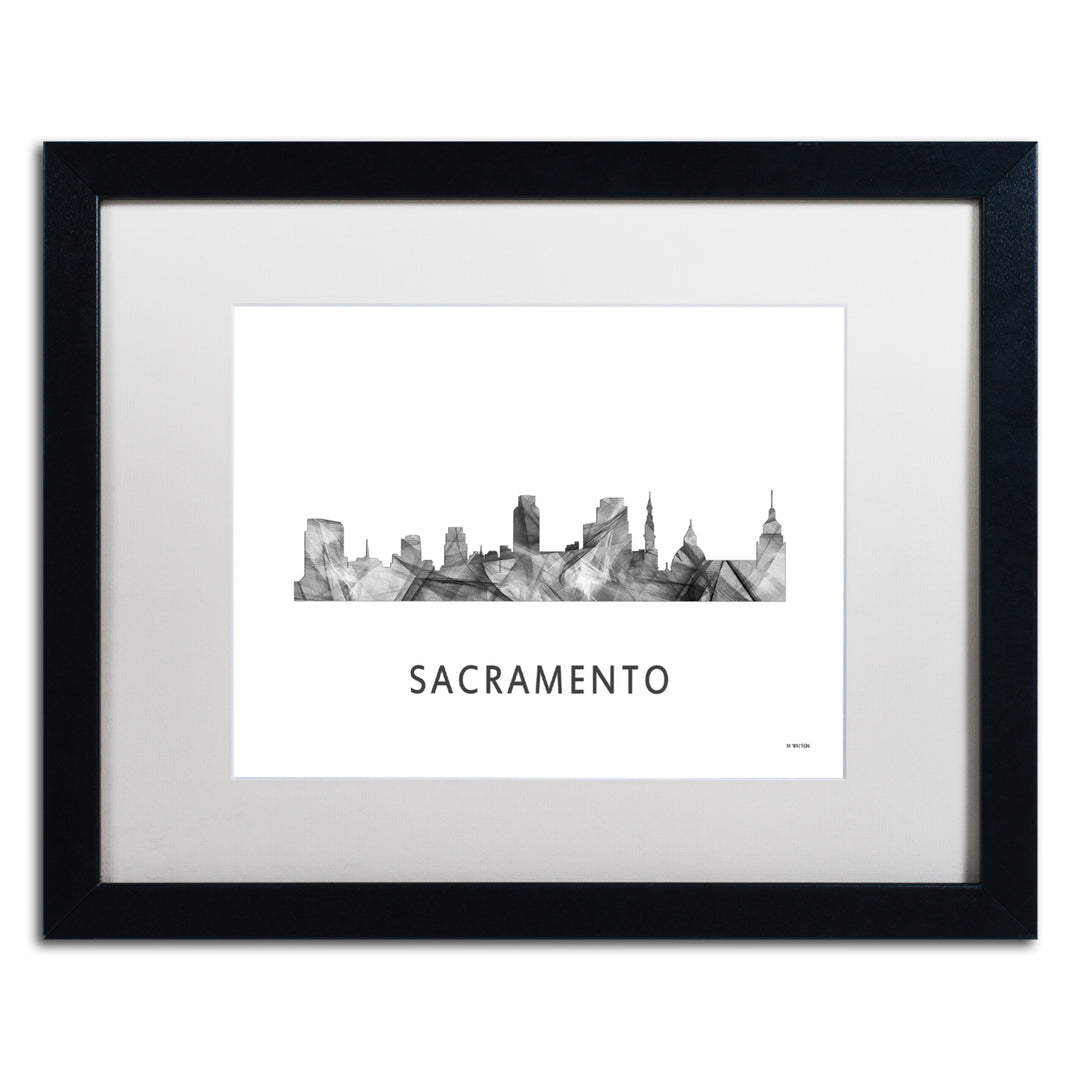 Marlene Watson Sacramento CA Skyline WB-BW Black Wooden Framed Art 18 x 22 Inches Image 1