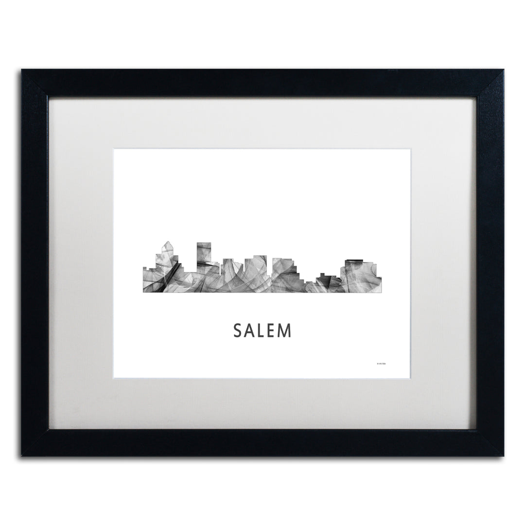Marlene Watson Salem Oregon Skyline WB-BW Black Wooden Framed Art 18 x 22 Inches Image 1