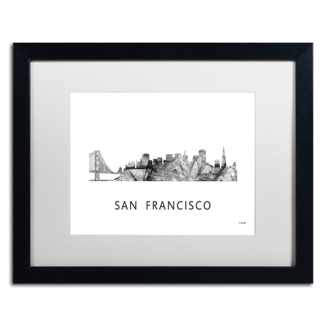 Marlene Watson San Francisco CA Skyline WB-BW Black Wooden Framed Art 18 x 22 Inches Image 1