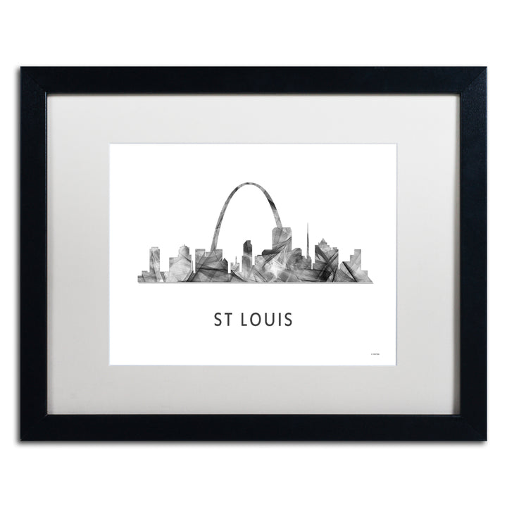Marlene Watson St Louis Missouri Skyline WB-BW Black Wooden Framed Art 18 x 22 Inches Image 1