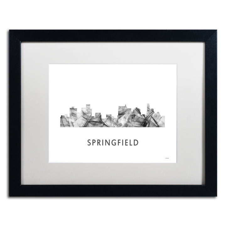 Marlene Watson Springfield Illinois Skyline WB-BW Black Wooden Framed Art 18 x 22 Inches Image 1