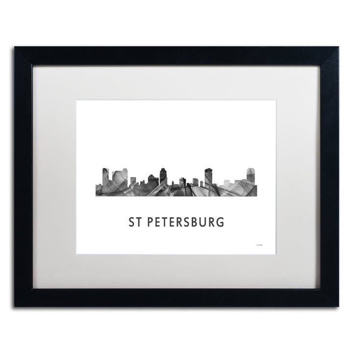 Marlene Watson St Petersburg FL Skyline WB-BW Black Wooden Framed Art 18 x 22 Inches Image 1