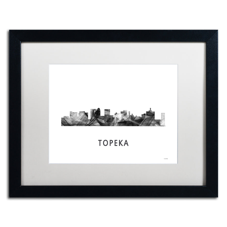 Marlene Watson Topeka Kansas Skyline WB-BW Black Wooden Framed Art 18 x 22 Inches Image 1