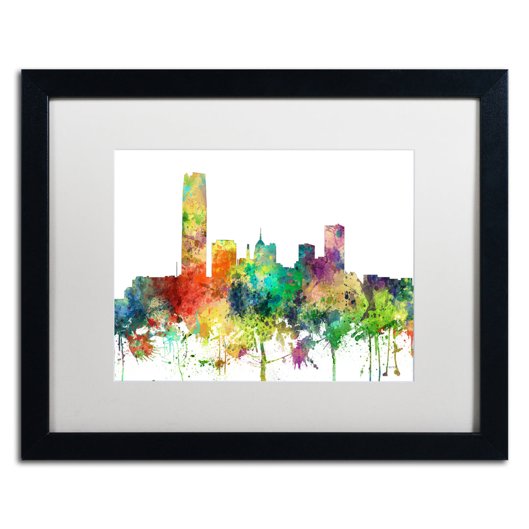 Marlene Watson Oklahoma City Oklahoma Skyline SP Black Wooden Framed Art 18 x 22 Inches Image 1