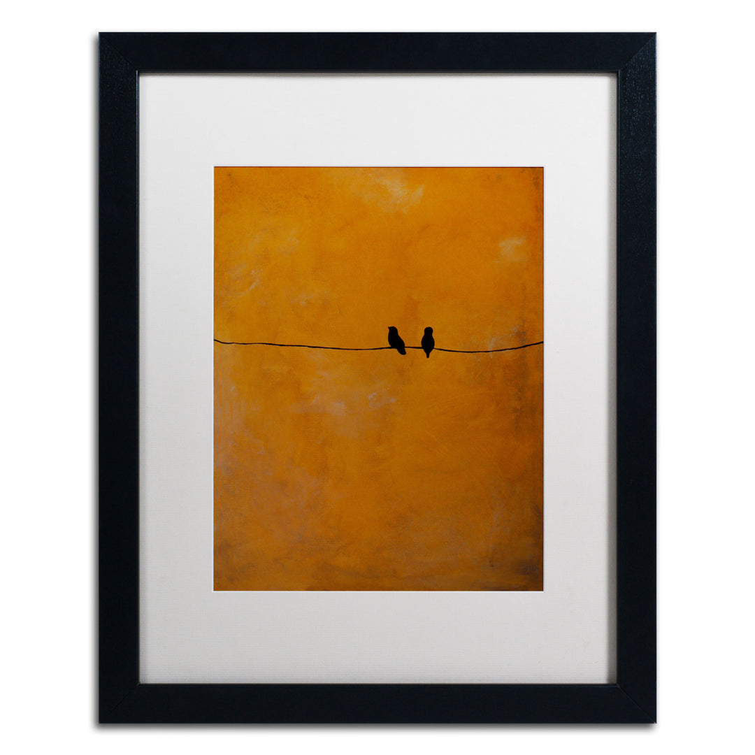 Nicole Dietz Bird Pair Yellow Black Wooden Framed Art 18 x 22 Inches Image 1