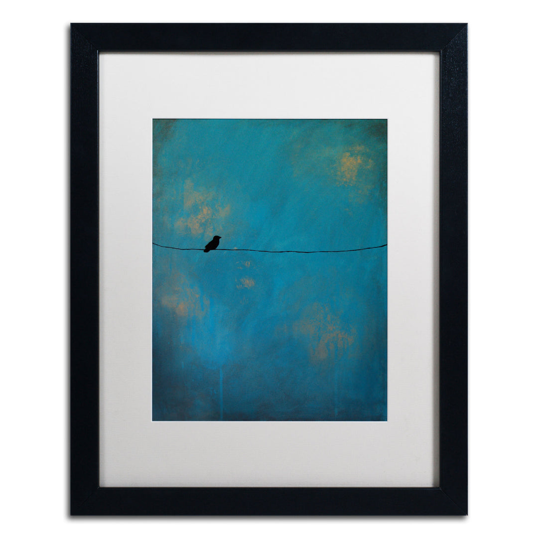 Nicole Dietz Lone Bird Blue Black Wooden Framed Art 18 x 22 Inches Image 1