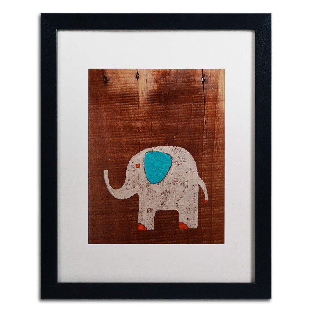 Nicole Dietz Elephant on Wood Black Wooden Framed Art 18 x 22 Inches Image 1