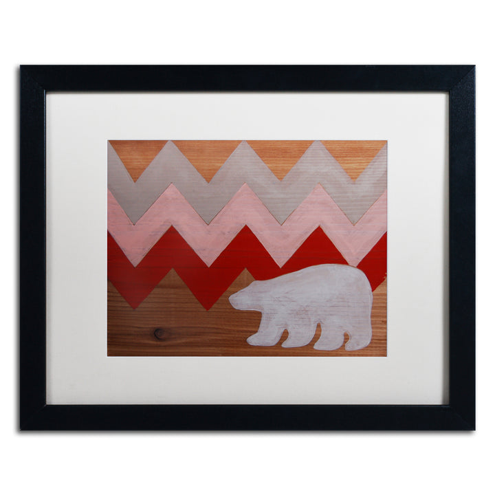 Nicole Dietz Polar Bear Red Black Wooden Framed Art 18 x 22 Inches Image 1