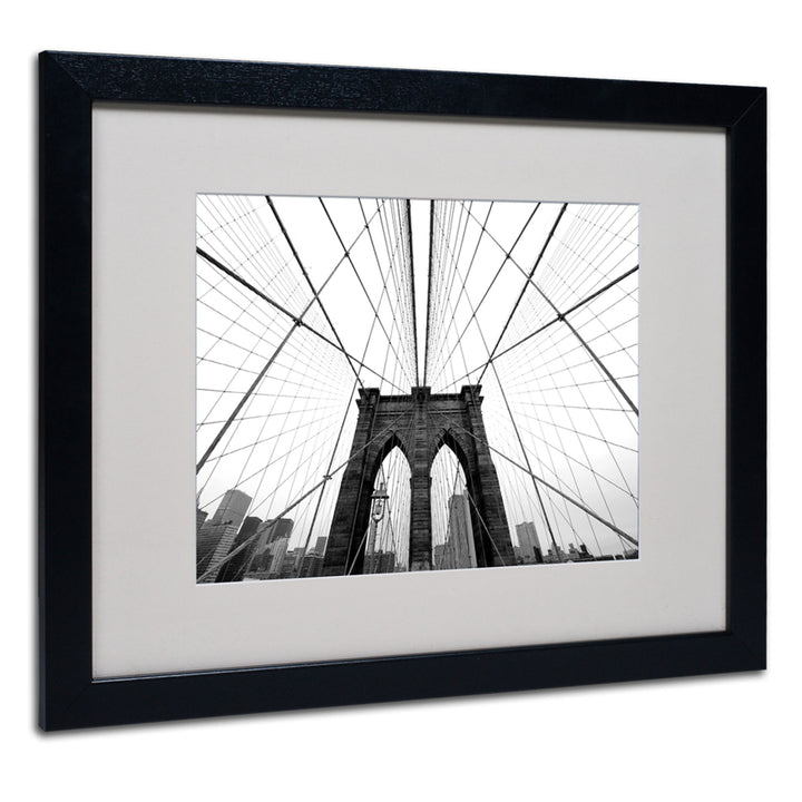 Nina Papiorek NYC Brooklyn Bridge Black Wooden Framed Art 18 x 22 Inches Image 1