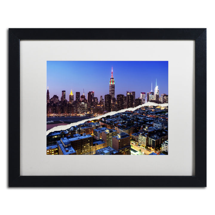 Philippe Hugonnard Downtown City at Night Black Wooden Framed Art 18 x 22 Inches Image 1