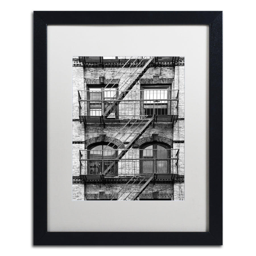 Philippe Hugonnard Fire Escape Manhattan Black Wooden Framed Art 18 x 22 Inches Image 1