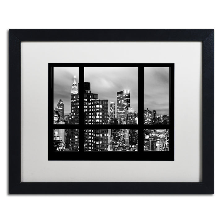 Philippe Hugonnard Window View Manhattan BW Black Wooden Framed Art 18 x 22 Inches Image 1