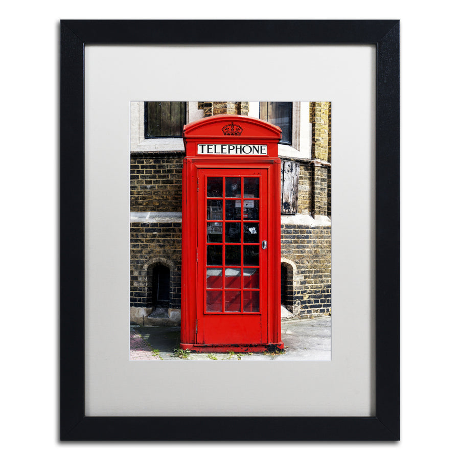 Philippe Hugonnard English Phone Booth London Black Wooden Framed Art 18 x 22 Inches Image 1
