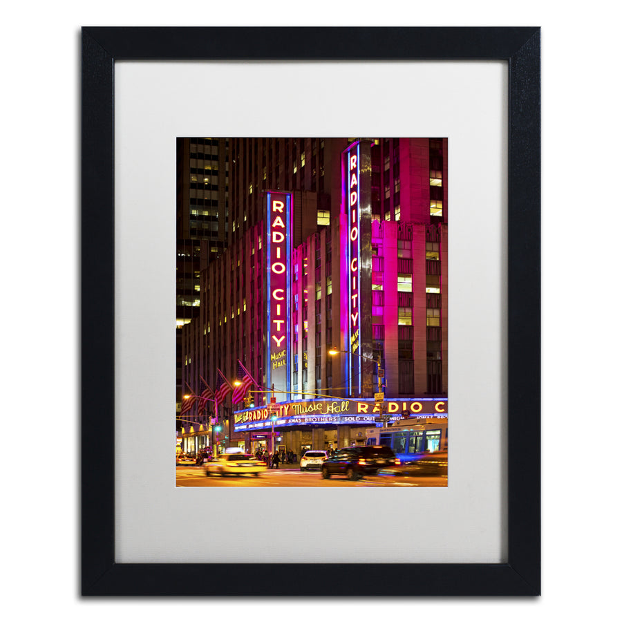 Philippe Hugonnard Night Walk in Manhattan Black Wooden Framed Art 18 x 22 Inches Image 1