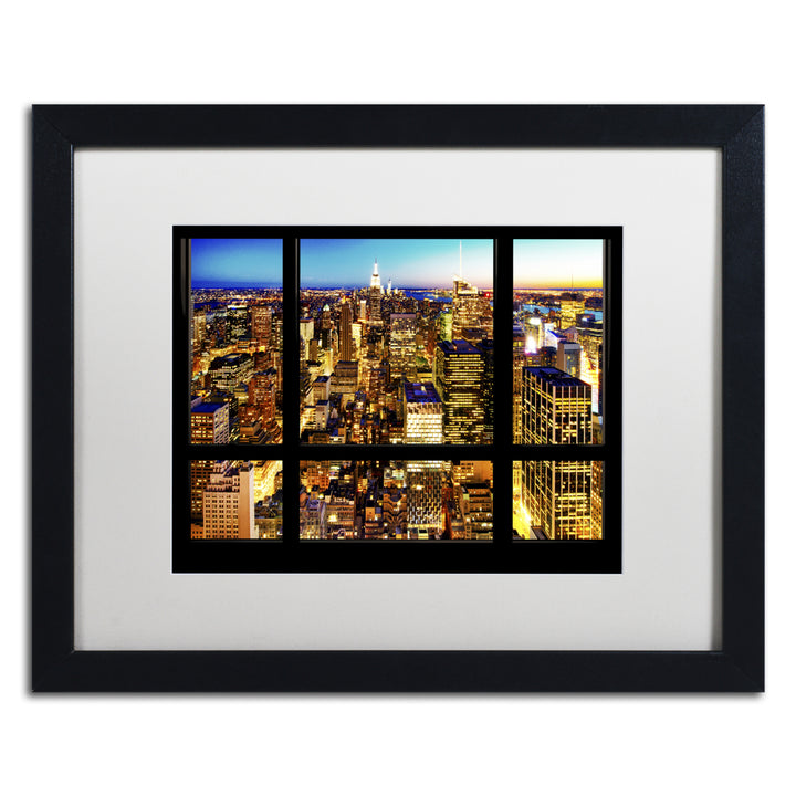 Philippe Hugonnard Night View of Manhattan Black Wooden Framed Art 18 x 22 Inches Image 1