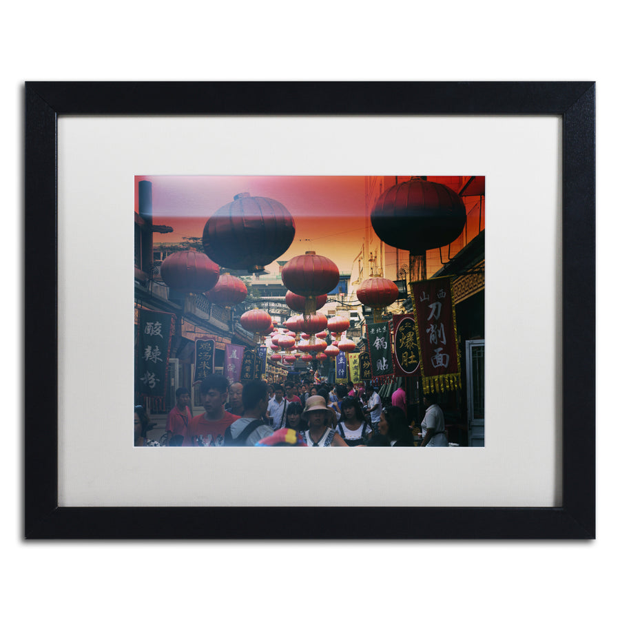 Philippe Hugonnard Red Lanterns Black Wooden Framed Art 18 x 22 Inches Image 1