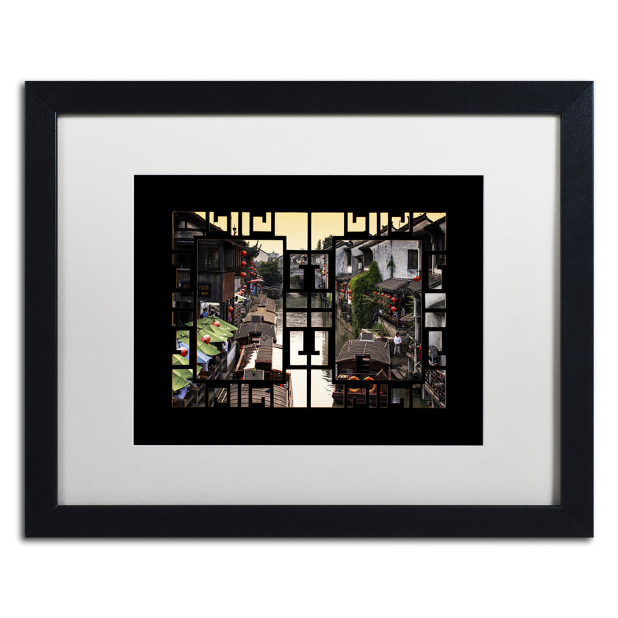 Philippe Hugonnard Water Town V Black Wooden Framed Art 18 x 22 Inches Image 1