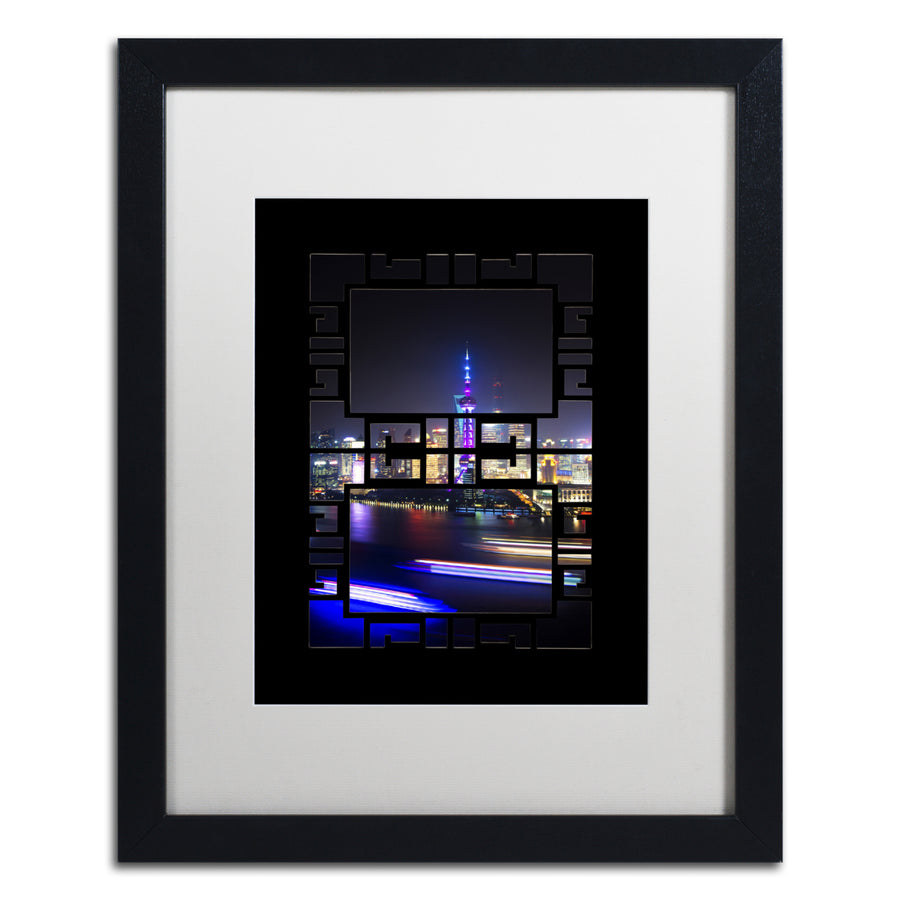 Philippe Hugonnard Bund by Night Black Wooden Framed Art 18 x 22 Inches Image 1