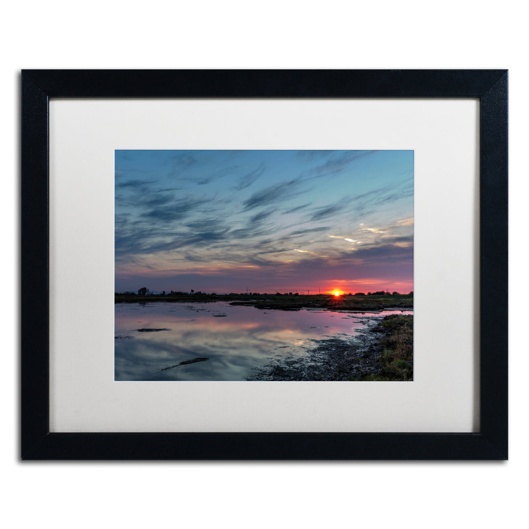 Pierre Leclerc Boundary Bay Sunset 2 Black Wooden Framed Art 18 x 22 Inches Image 1