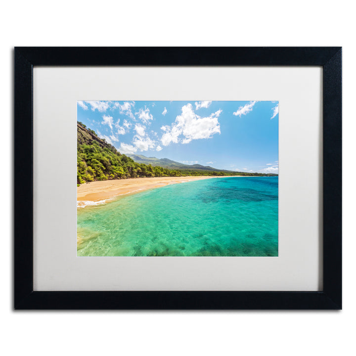 Pierre Leclerc Makena Beach Maui Black Wooden Framed Art 18 x 22 Inches Image 1