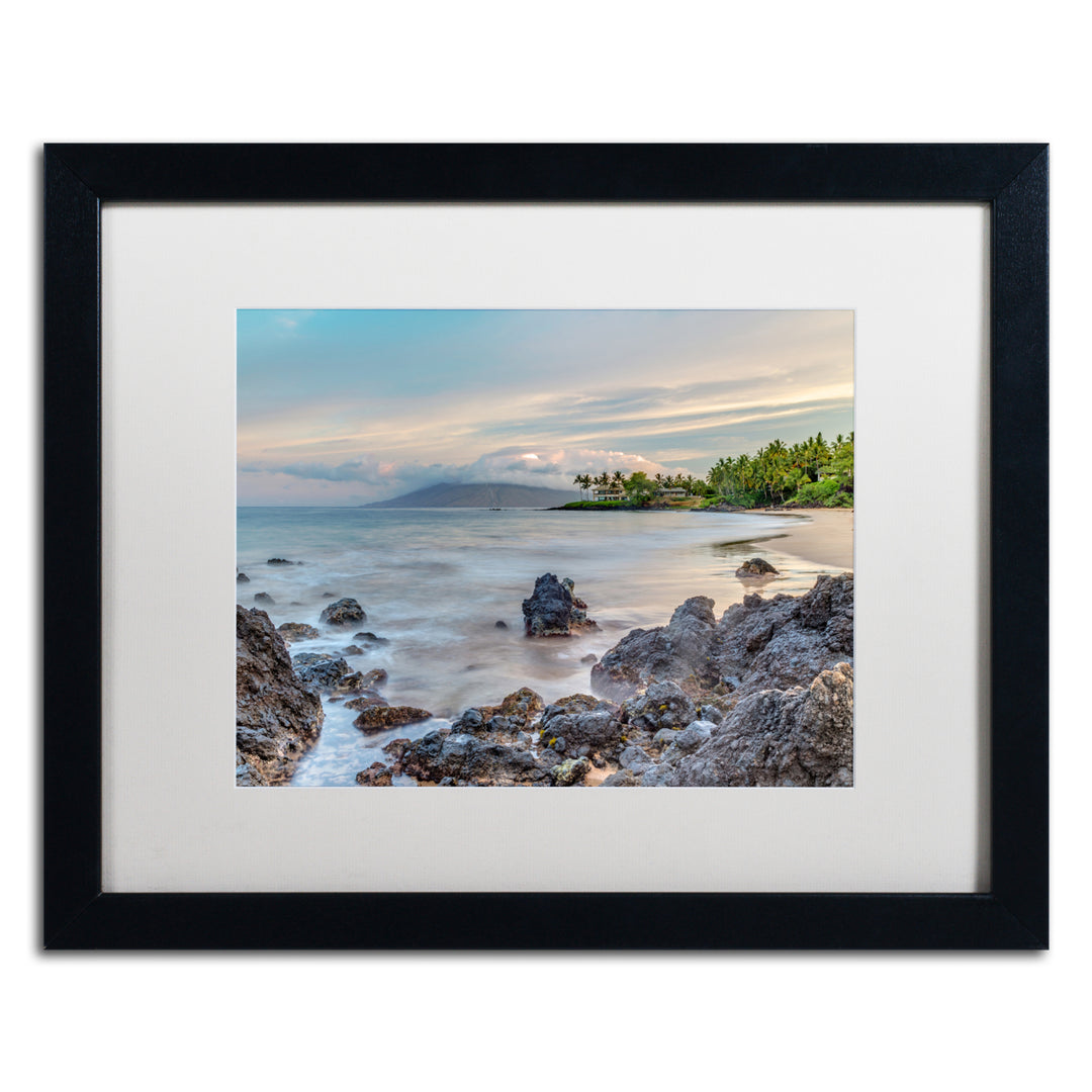 Pierre Leclerc Secret Beach Sunrise Maui Black Wooden Framed Art 18 x 22 Inches Image 1