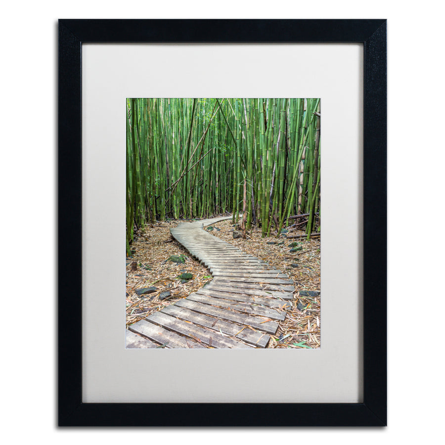 Pierre Leclerc Hiking Through the Bamboo Forest Black Wooden Framed Art 18 x 22 Inches Image 1