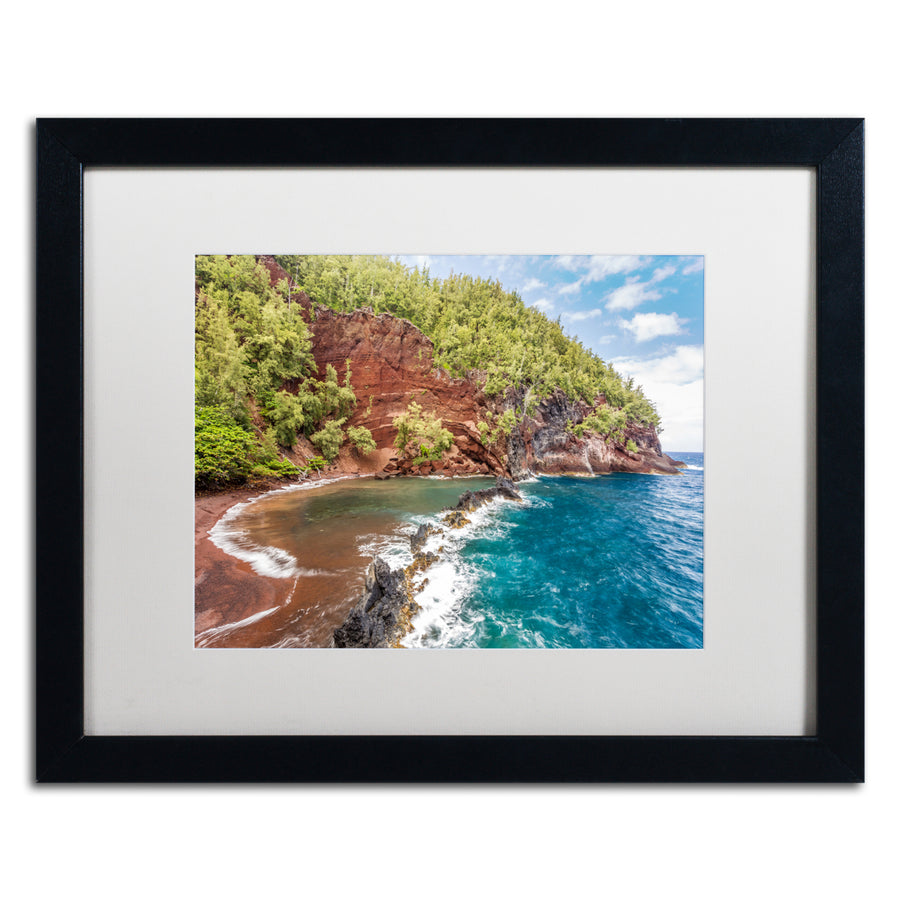 Pierre Leclerc Red Sand Beach Maui Black Wooden Framed Art 18 x 22 Inches Image 1