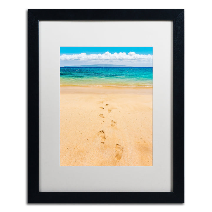 Pierre Leclerc Footprints in the Sand Black Wooden Framed Art 18 x 22 Inches Image 1