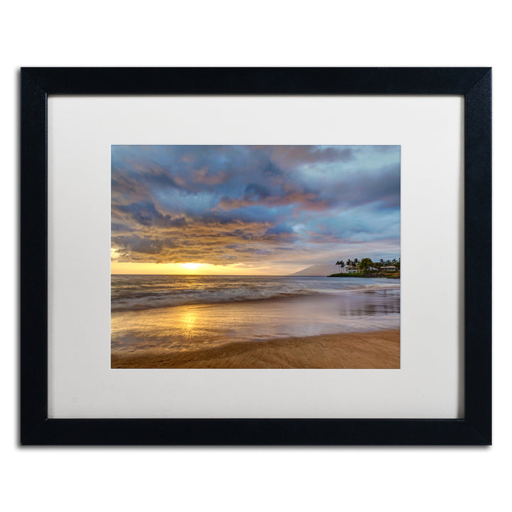 Pierre Leclerc Secret Beach Sunset Black Wooden Framed Art 18 x 22 Inches Image 1